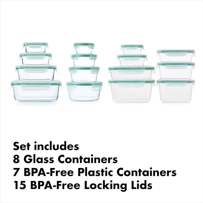 OXO Good Grips Smart Seal Leakproof Airtight Glass & Plastic Food Storage Container Set - Image 2