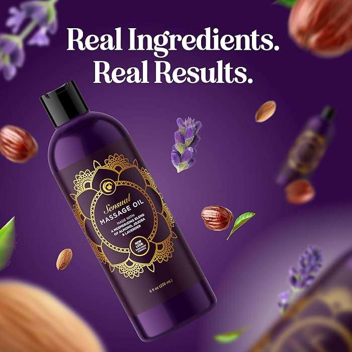 Aromatherapy Sensual Massage Oil for Couples - Relaxing Lavender Massaging Oil for Massage Therapy with Vitamin E Jojoba & Sweet Almond - Naturally Scented Vegan Non GMO & Gluten Free (8 Fl Oz) - Image 12