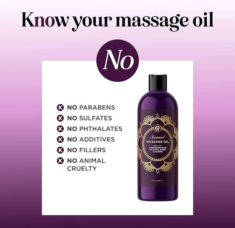 Aromatherapy Sensual Massage Oil for Couples - Relaxing Lavender Massaging Oil for Massage Therapy with Vitamin E Jojoba & Sweet Almond - Naturally Scented Vegan Non GMO & Gluten Free (8 Fl Oz) - Image 5