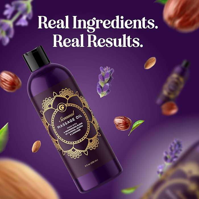 Aromatherapy Sensual Massage Oil for Couples - Relaxing Lavender Massaging Oil for Massage Therapy with Vitamin E Jojoba & Sweet Almond - Naturally Scented Vegan Non GMO & Gluten Free (8 Fl Oz) - Image 10