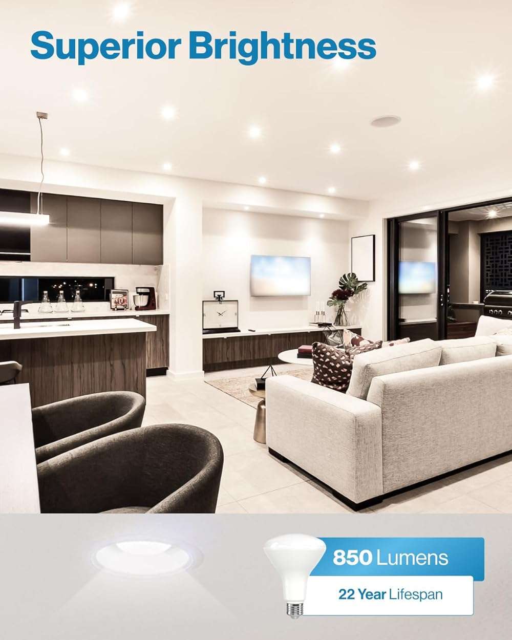Sunco 6 Pack BR30 Light Bulb LED Recessed Can Light Bulbs, Indoor Flood Light Bulb 850 LM, 11W (65W Equivalent), 3000K Warm White, Dimmable, E26 Base, for Home, Kitchen, Bedroom UL - Image 2