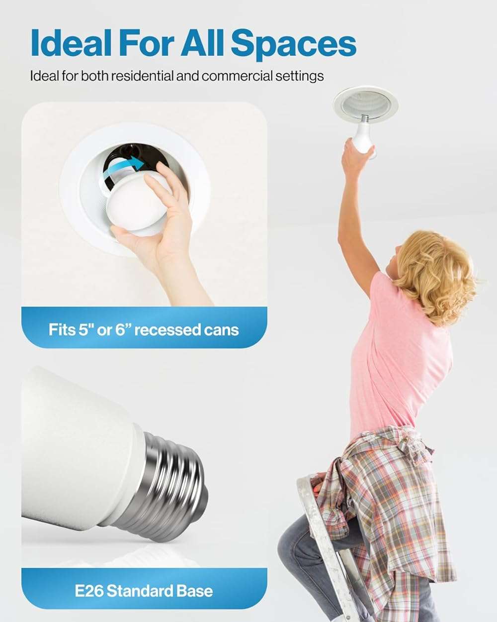 Sunco 6 Pack BR30 Light Bulb LED Recessed Can Light Bulbs, Indoor Flood Light Bulb 850 LM, 11W (65W Equivalent), 3000K Warm White, Dimmable, E26 Base, for Home, Kitchen, Bedroom UL - Image 4