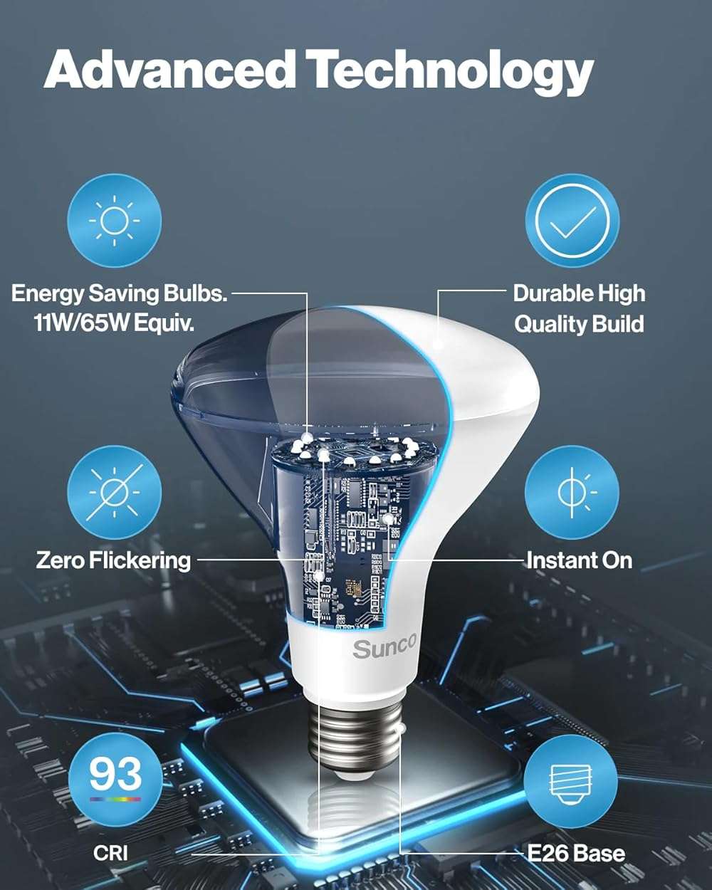 Sunco 6 Pack BR30 Light Bulb LED Recessed Can Light Bulbs, Indoor Flood Light Bulb 850 LM, 11W (65W Equivalent), 3000K Warm White, Dimmable, E26 Base, for Home, Kitchen, Bedroom UL - Image 6