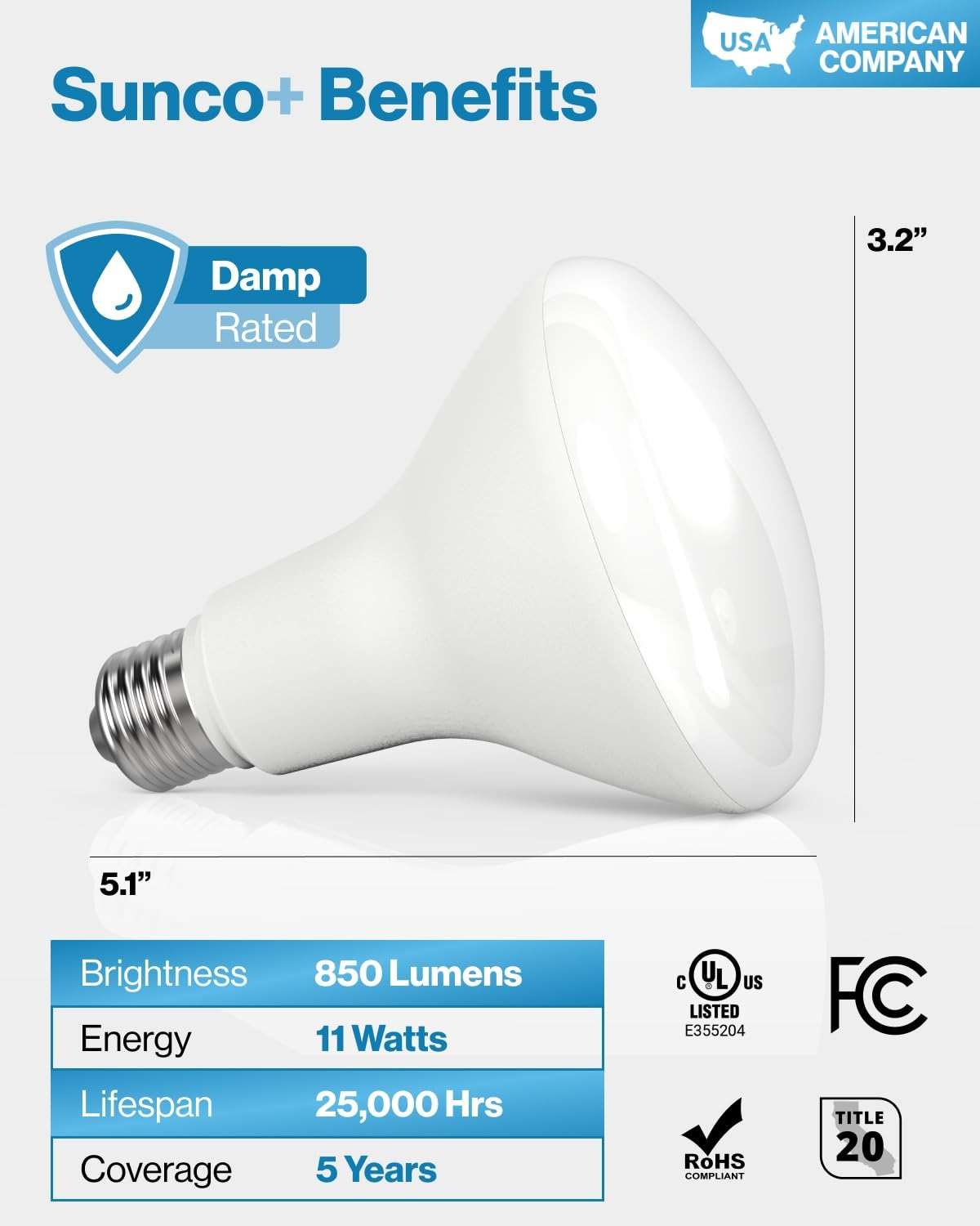 Sunco 6 Pack BR30 Light Bulb LED Recessed Can Light Bulbs, Indoor Flood Light Bulb 850 LM, 11W (65W Equivalent), 3000K Warm White, Dimmable, E26 Base, for Home, Kitchen, Bedroom UL - Image 7