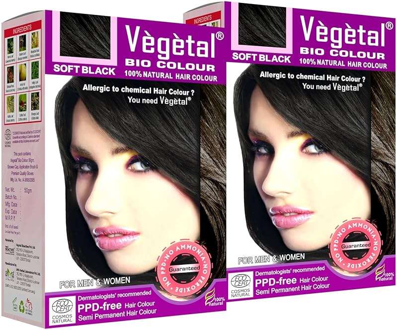 Vegetal Bio Hair Color -Black, 50g (Pack of 2) Experience Black Hair Dye for Unisex | Ammonia-Free, PPD-Free, Organic, Safe and Effective Hair Dye | Complete Kit Included - Image 1