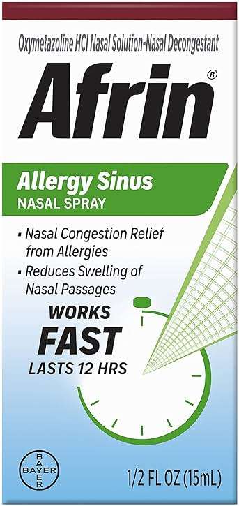 Afrin Allergy Sinus Nasal Spray - Fast and Powerful Nasal Decongestion From Allergies, For Adults and Children 6 Years and Older, 0.50 Fl Oz (Pack of 1) - Image 1