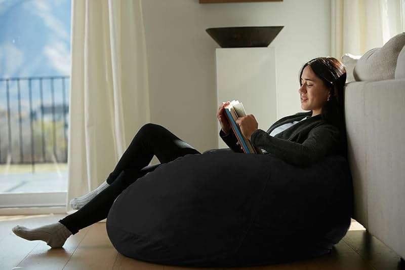 Sofa Sack Bean Bag Chair - Plush, Ultra Soft - Memory Foam Bean Bag Chair with Microsuede Cover - Stuffed Foam Filled Furniture and Accessories for Dorm Room 3 Feet - Black - Image 5