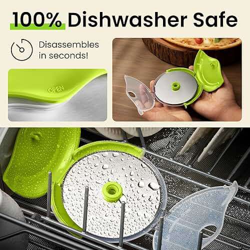 Kitchy Pizza Cutter Wheel, Heavy Duty Ergonomic Pizza Slicer with Easy Grip Non-Slip Handle and Blade Cover, Dishwasher Safe (Green) - Image 5