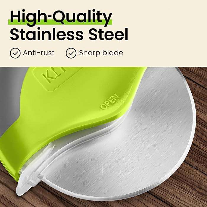 Kitchy Pizza Cutter Wheel, Heavy Duty Ergonomic Pizza Slicer with Easy Grip Non-Slip Handle and Blade Cover, Dishwasher Safe (Green) - Image 6