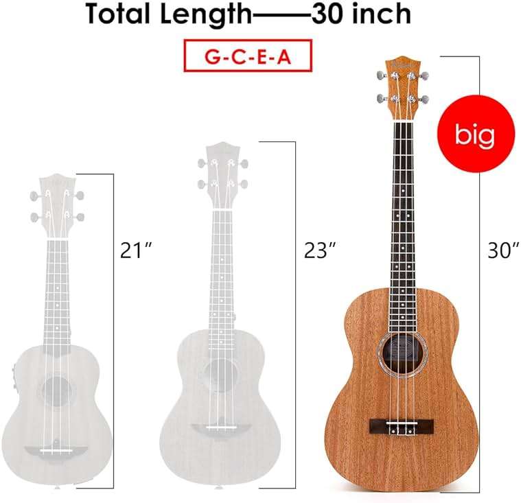 Kmise Baritone Ukulele 30 Inch Mahogany Ukelele 4 String Hawaii Guitar Uke G-C-E-A from Kmise - Image 6