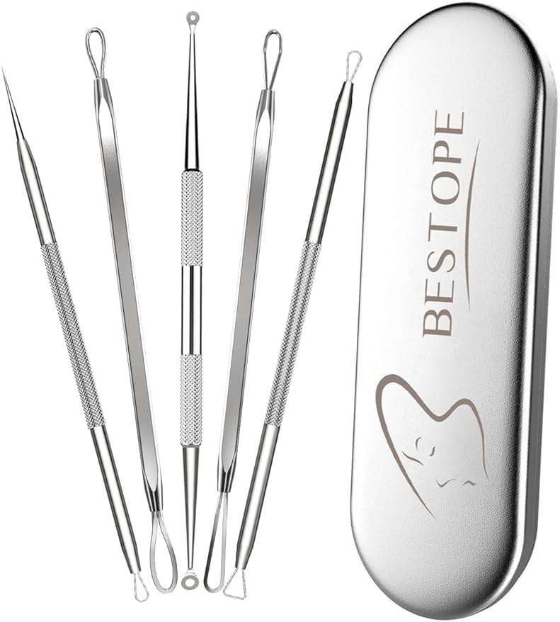 BESTOPE Blackhead Remover Blackhead Removal Pimple Comedone Extractor Tool - Treatment for Blemish Whitehead Popping Zit Removing with Metal Case (Silver) - Image 1