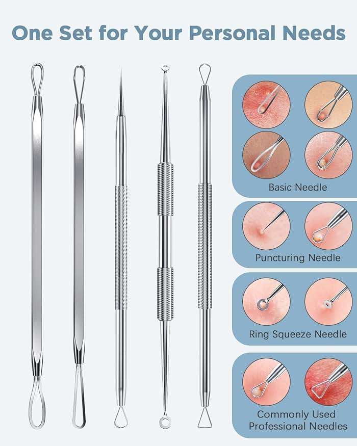BESTOPE Blackhead Remover Blackhead Removal Pimple Comedone Extractor Tool - Treatment for Blemish Whitehead Popping Zit Removing with Metal Case (Silver) - Image 3