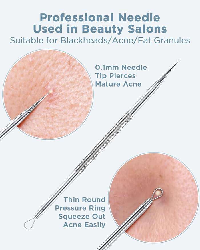 BESTOPE Blackhead Remover Blackhead Removal Pimple Comedone Extractor Tool - Treatment for Blemish Whitehead Popping Zit Removing with Metal Case (Silver) - Image 4