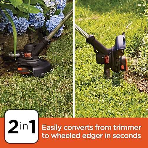BLACK+DECKER 20V MAX Cordless String Trimmer and Edger, 12 Inch Weed Eater, 2-Speed Control Weed Wacker, 2 Batteries, Charger and Spool Included (LSTE525) - Image 4