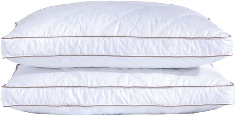 puredown® Goose Feathers and Down Pillow for Sleeping Hotel Collection Bed Pillows, Gusseted, King, Set of 2 - Image 2