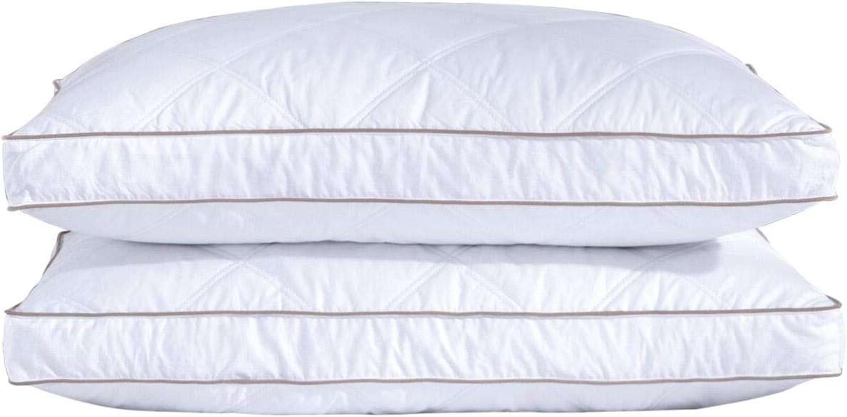 puredown® Goose Feathers and Down Pillow for Sleeping Hotel Collection Bed Pillows, Gusseted, King, Set of 2 - Image 1