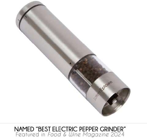 Latent Epicure Electric Salt and Pepper Grinder Set, USB-C Rechargeable Stainless Steel Mills with LED Light, Adjustable Ceramic Grinders and Acrylic Mill Rest Tray - Image 3