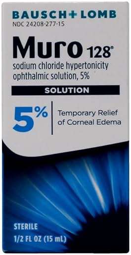 Muro 128 5% Sodium Chloride Hypertonicity Ophthalmic Solution, from Bausch + Lomb, 0.5 Fl Oz for Temporay Relief of Corneal Edema (1 Box Only) - Image 1
