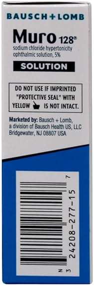 Muro 128 5% Sodium Chloride Hypertonicity Ophthalmic Solution, from Bausch + Lomb, 0.5 Fl Oz for Temporay Relief of Corneal Edema (1 Box Only) - Image 3