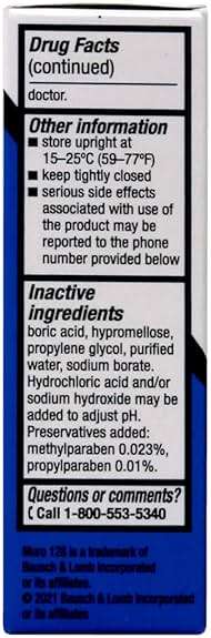 Muro 128 5% Sodium Chloride Hypertonicity Ophthalmic Solution, from Bausch + Lomb, 0.5 Fl Oz for Temporay Relief of Corneal Edema (1 Box Only) - Image 4
