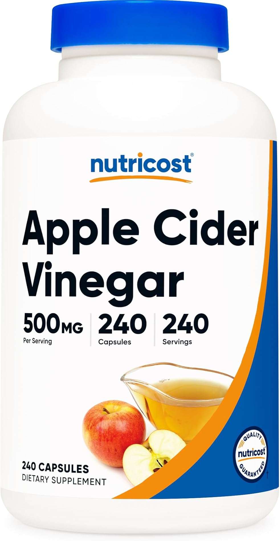 Nutricost Apple Cider Vinegar Capsules 500mg, 240 Vegetarian Capsules - Natural, Vegetarian, GMP, Non-GMO and Gluten Free - Image 1