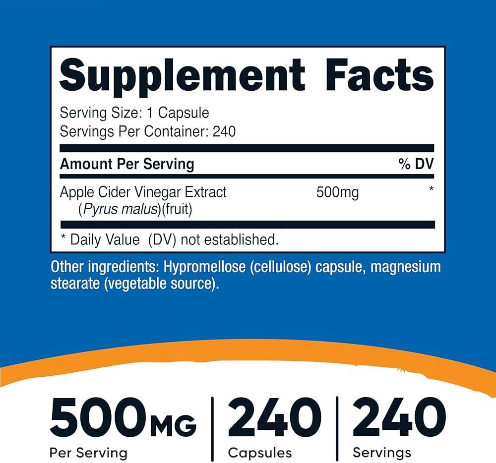 Nutricost Apple Cider Vinegar Capsules 500mg, 240 Vegetarian Capsules - Natural, Vegetarian, GMP, Non-GMO and Gluten Free - Image 2