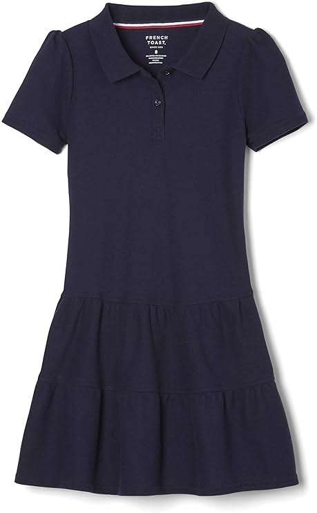 French Toast Girls Ruffle Pique Polo School Uniform Dress - Image 1