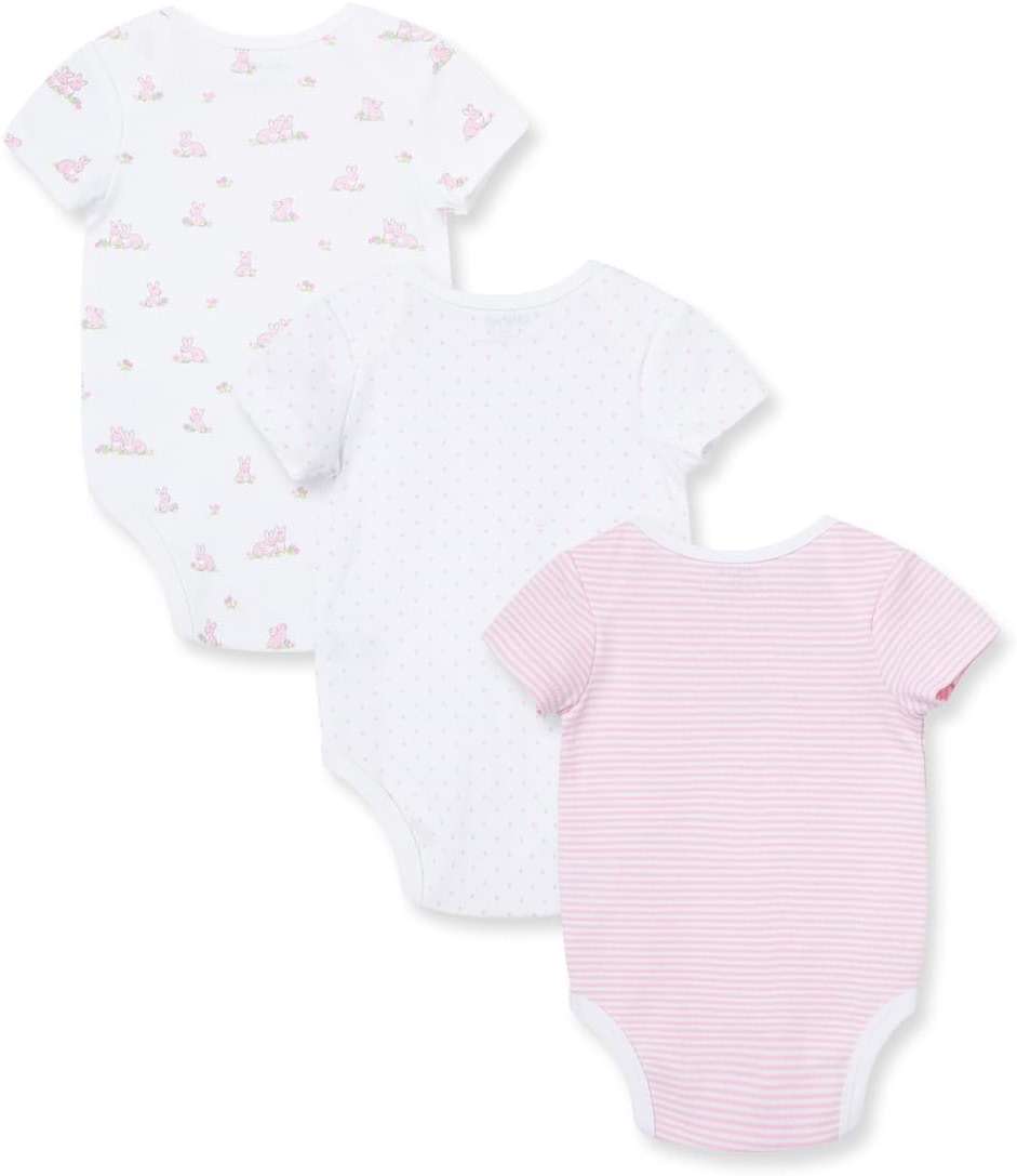 Little Me Clothes for Baby Girls' 3-Pack 100% Cotton Bodysuits with Full Snap Closures, Baby Essentials - Image 2