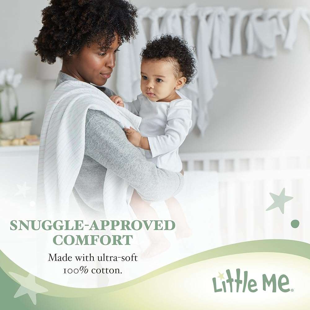 Little Me Clothes for Baby Girls' 3-Pack 100% Cotton Bodysuits with Full Snap Closures, Baby Essentials - Image 5