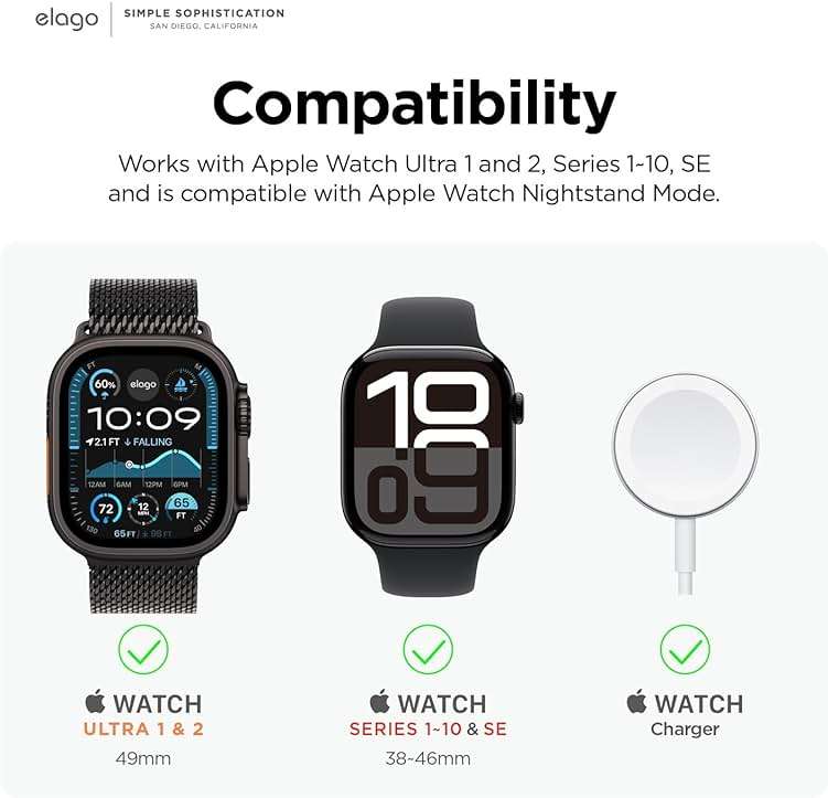 elago W2 Charger Stand Compatible with Apple Watch Series Ultra3/Ultra2/Ultra/11/10/9/8/7/6/5/4/3/2/1/SE3/SE2/SE1 (49mm, 46mm, 45mm, 44mm, 42mm, 41mm, 40mm, 38mm) - Image 6
