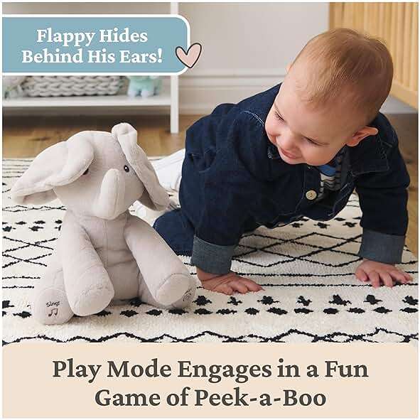 GUND Baby Animated Flappy the Elephant Plush, Singing Stuffed Animal Baby Toy for Ages 0 and Up, Gray, 12" - Image 5