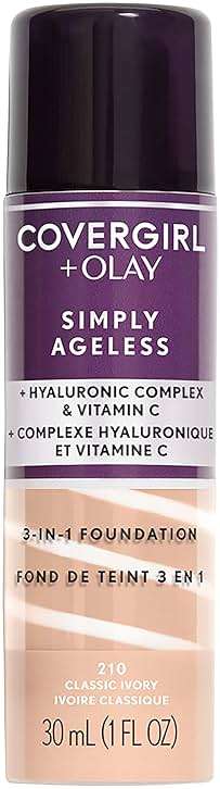 COVERGIRL+Olay Simply Ageless 3-in-1 Liquid Foundation Classic Ivory, 1 Ounce (packaging may vary) - Image 1