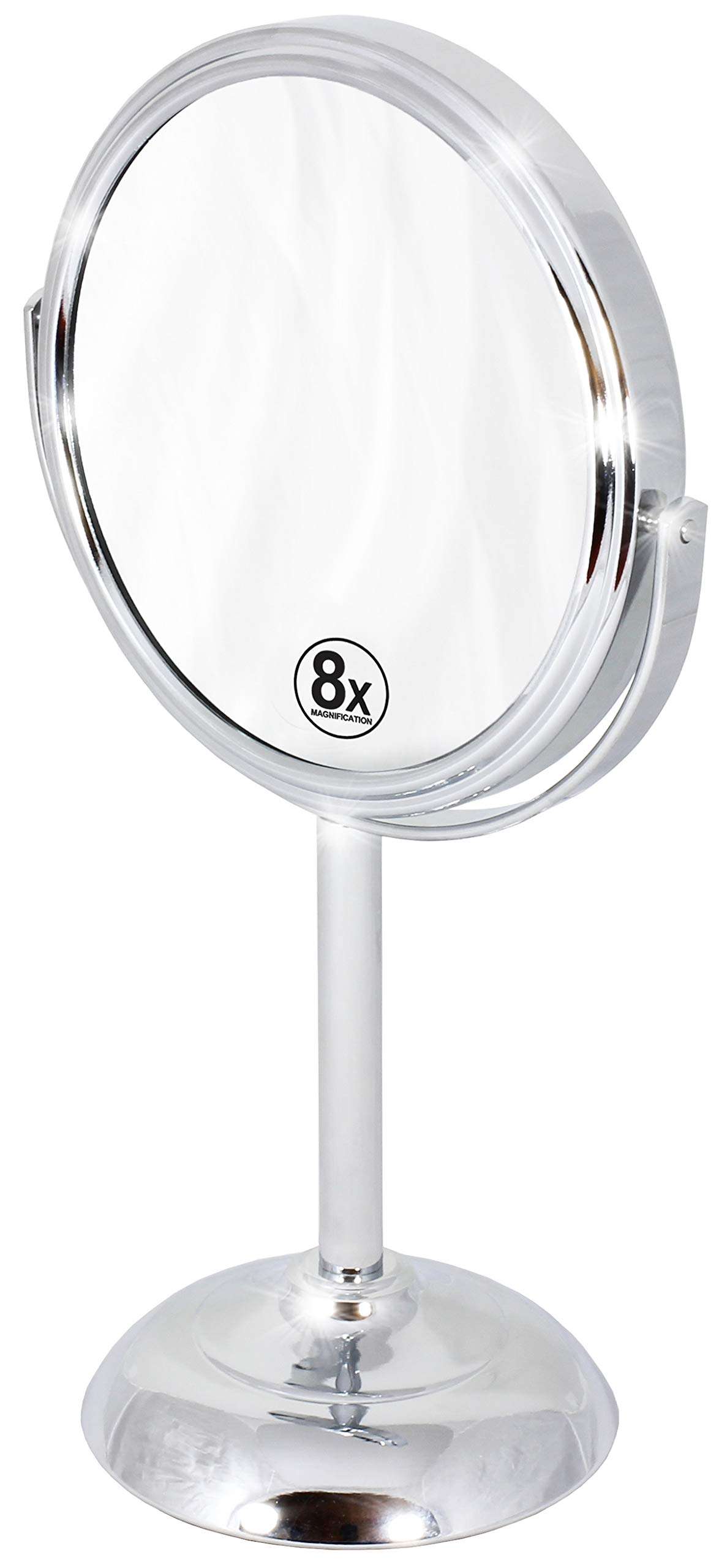 Deco Brothers Vanity Mirror with Stand 6-Inch Double Sided, 8X Magnification, Chrome - Image 1