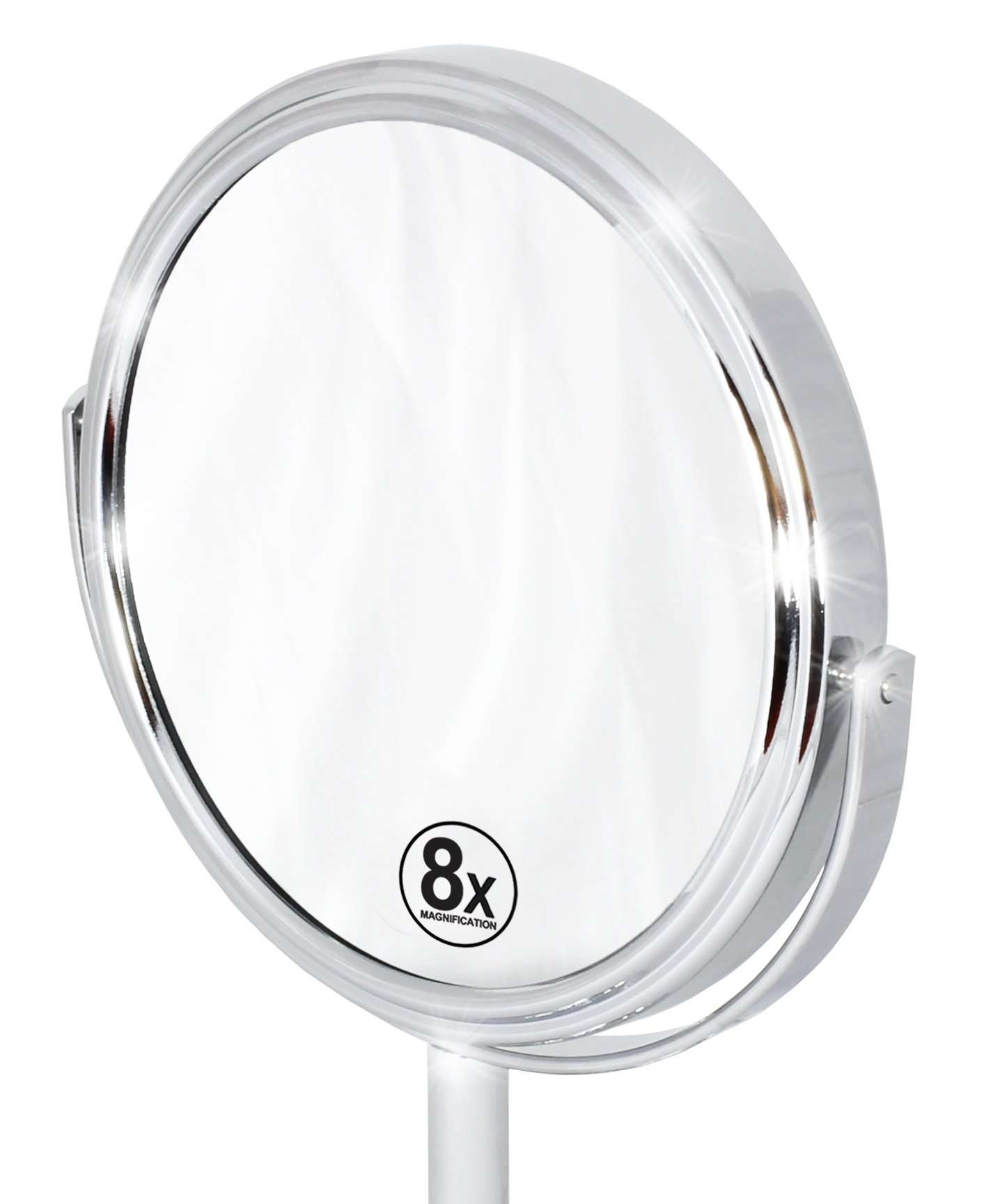 Deco Brothers Vanity Mirror with Stand 6-Inch Double Sided, 8X Magnification, Chrome - Image 2