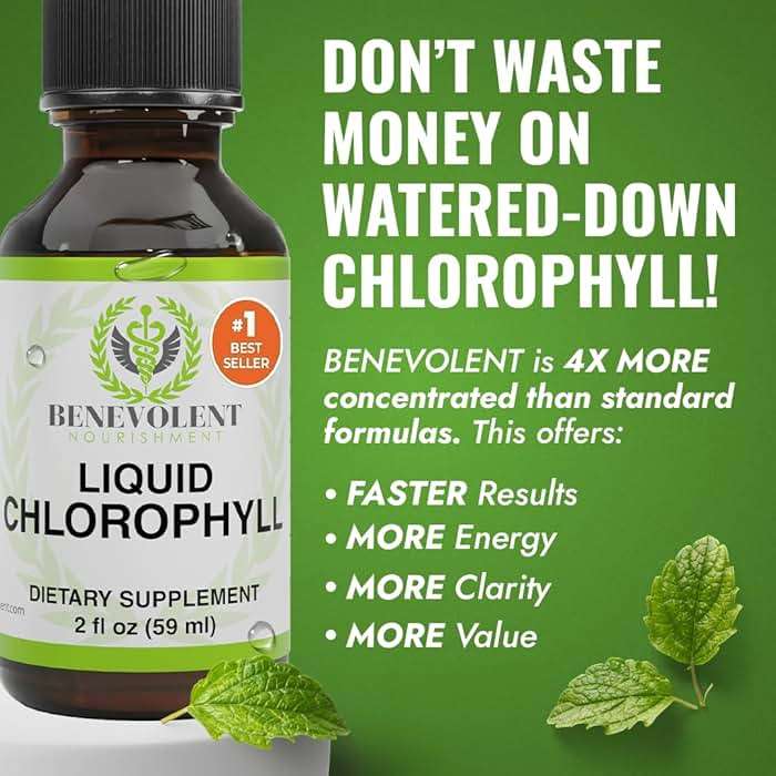 Benevolent Nourishment Chlorophyll Supplement, Detox & Immune Support, Internal Deodorizer, Liquid Drops - Image 2
