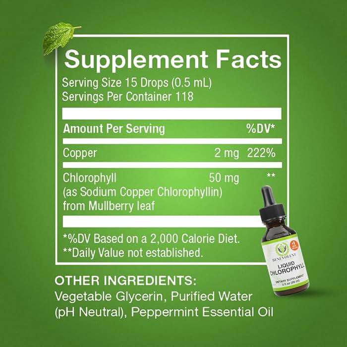 Benevolent Nourishment Chlorophyll Supplement, Detox & Immune Support, Internal Deodorizer, Liquid Drops - Image 4