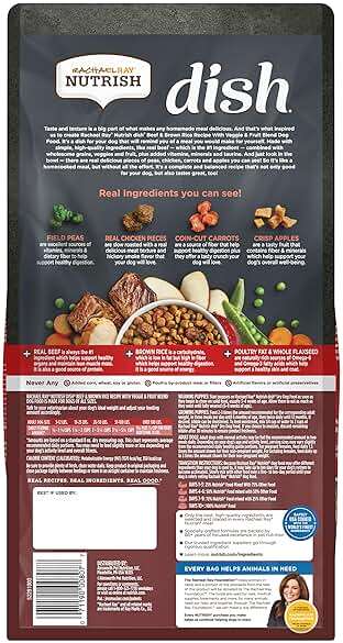 Rachael Ray Nutrish Dish Premium Natural Dry Dog Food, Beef & Brown Rice Recipe with Veggies, Fruit & Chicken, 3.75 Pounds - Image 2