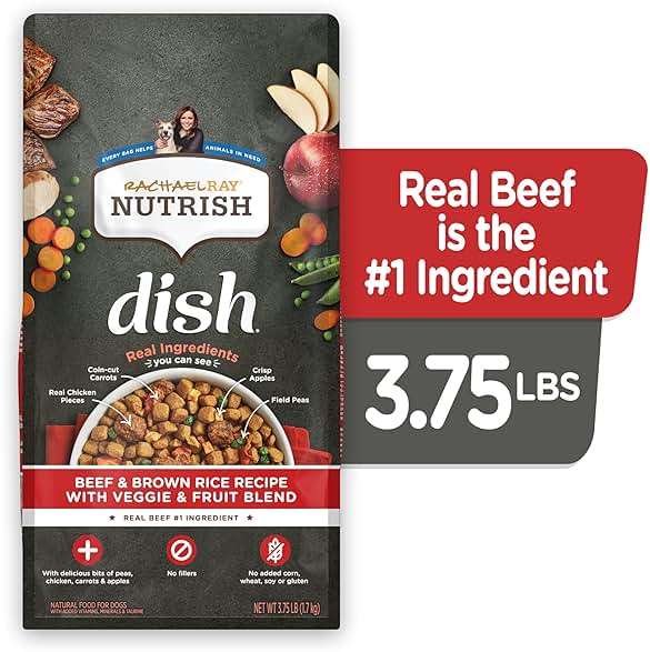 Rachael Ray Nutrish Dish Premium Natural Dry Dog Food, Beef & Brown Rice Recipe with Veggies, Fruit & Chicken, 3.75 Pounds - Image 3