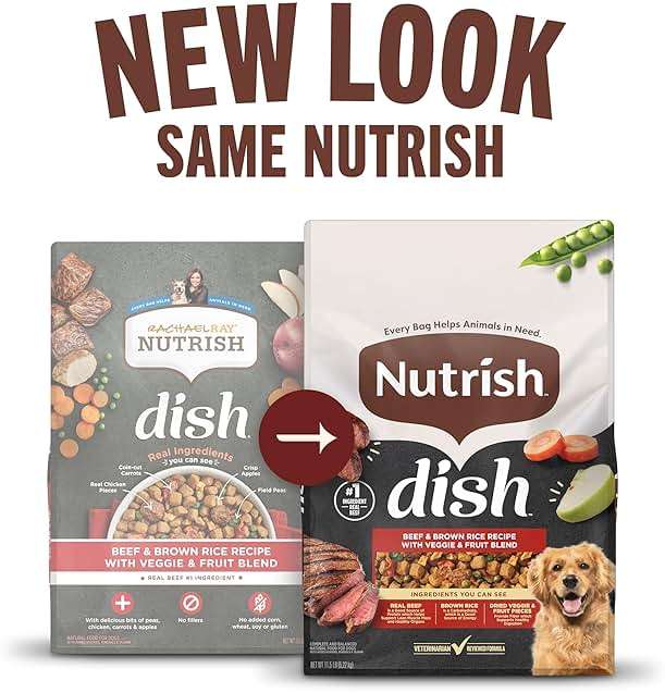 Nutrish Rachael Ray Dish Beef & Brown Rice Recipe with Veggie & Fruit Blend Dry Dog Food, 11.5 lb. Bag - Image 2