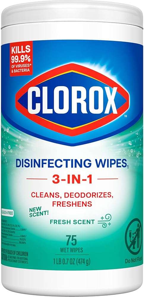 Clorox Fresh Scent Bleach Free Disinfecting Cleaning Wipes, 75 Count - Image 1