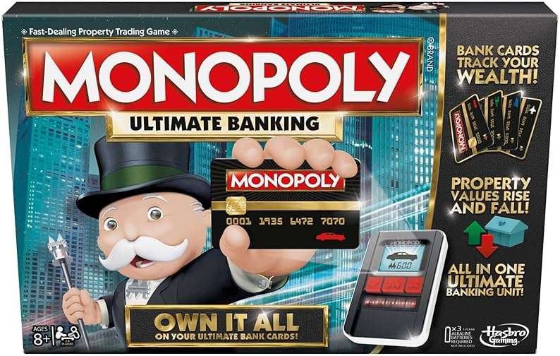 Hasbro Gaming Monopoly Ultimate Banking Edition Board Game for Families and Kids Ages 8 and Up, Electronic Banking Unit (Amazon Exclusive) - Image 1