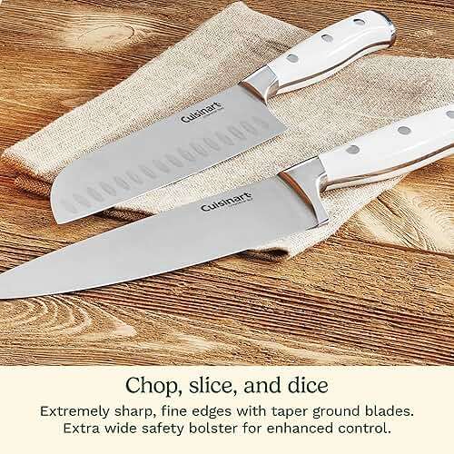 Cuisinart 15-Piece Knife Set with Block, High Carbon Stainless Steel, Forged Triple Rivet, White, C77WTR-15P - Image 5