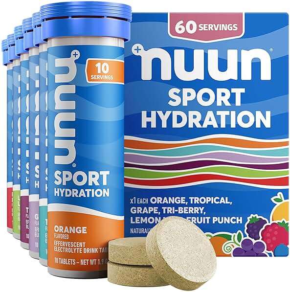 Nuun Sport Electrolyte Tablets with Magnesium, Calcium, Potassium, Chloride & Sodium, Gluten Free & Vegan, Mixed Flavors, 6 Pack (60 Servings Total) - Image 1