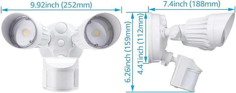 LEONLITE COB LED Security Light, Motion Sensor Outdoor Lights, Dusk to Dawn, 100-277V, ETL Listed, Adjustable Heads, Motion Detector Flood Light, Aluminum, IP65 Waterproof, 5000K Daylight, White - Image 2