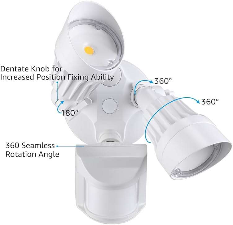 LEONLITE COB LED Security Light, Motion Sensor Outdoor Lights, Dusk to Dawn, 100-277V, ETL Listed, Adjustable Heads, Motion Detector Flood Light, Aluminum, IP65 Waterproof, 5000K Daylight, White - Image 5