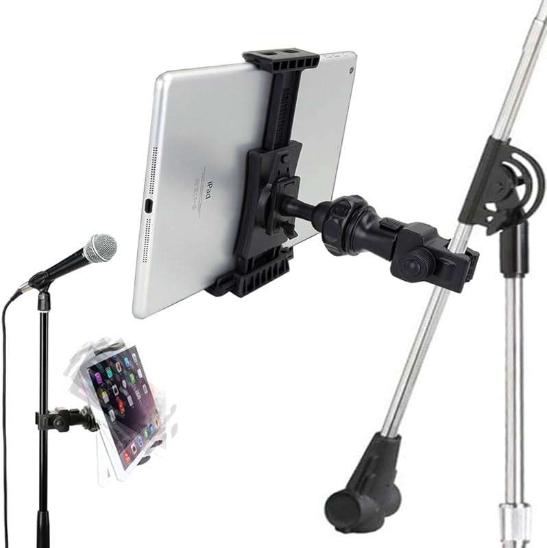 Accessory Basics QuickLock Microphone Music Mic Stand Pole bar Mount for Apple ipad Pro Air Mini Galaxy Tab S24 S23 iPhone 15 16 Pro MAX Plus *use with All 7-12 Tablet & Smartphones - Image 1