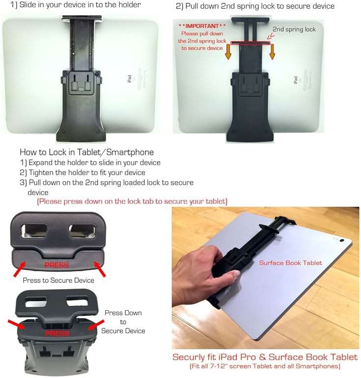 Accessory Basics QuickLock Microphone Music Mic Stand Pole bar Mount for Apple ipad Pro Air Mini Galaxy Tab S24 S23 iPhone 15 16 Pro MAX Plus *use with All 7-12 Tablet & Smartphones - Image 5