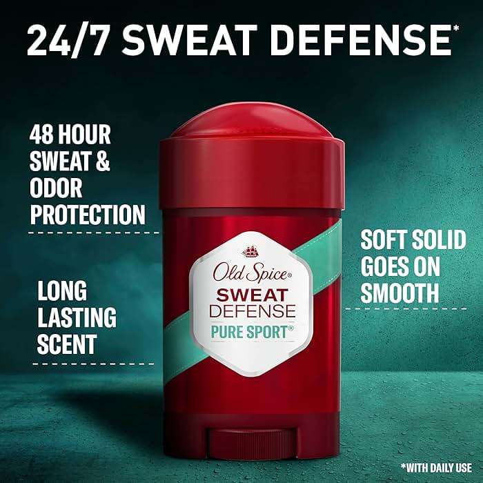 Old Spice Antiperspirant and Deodorant for Men, 24/7 Sweat and Odor Protection, Legendary Fragrance, Sweat Defense, Pure Sport Plus, 2.6 oz - Image 2
