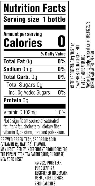 Pure Leaf Iced Tea, Unsweetened Green Tea, 18.5 fl Oz Bottles (Pack of 12) - Image 2