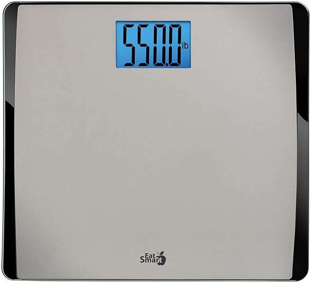 Eat Smart Precision 550 Pound Extra-High Capacity Digital Bathroom Scale, Extra-Wide Platform, Stainless Steel Body Weight Scale with Step-On Tech, Silver - Image 1